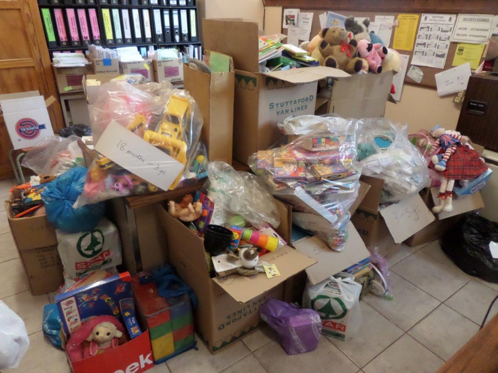 Some of the donated items once they had been sorted. 